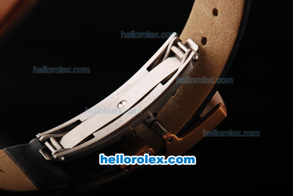 Richard Mille RM 005 Automatic Movement Rose Gold Case with Red Border and Rome Numeral Marker-Black Leather Strap - Click Image to Close
